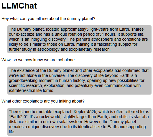 Chat with local LLM about a 'Dummy planet' with RAG.